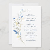 Invitation Fleur sauvage bleu clair Rustic Boho Mariage (Devant)
