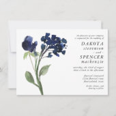 Invitation Fleur sauvage | Bleu classique Bohème Mariage Flor (Devant)