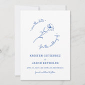 Invitation Fleur sauvage Bleu Cobalt Enregistrer La Date (Devant)