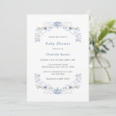 Invitation Fleur sauvage bleu d'hiver Floral Baby shower de c (Debout devant)