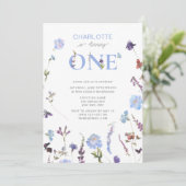 Invitation Fleur sauvage bleu Dusty à un 1er anniversaire (Debout devant)