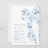 Invitation Fleur sauvage bleu Dusty Attache la Fête des marié (Devant)