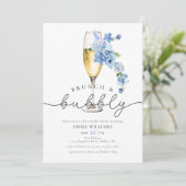 Invitation Fleur sauvage bleu Dusty Brunch Fête des mariées B (Debout devant)