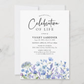 Invitation Fleur sauvage bleu et violet Célébration de la vie (Devant)