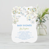 Invitation Fleur sauvage bleu Floral Baby Boy Shower Invitati (Debout devant)