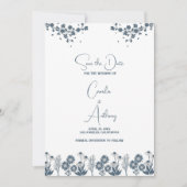Invitation Fleur sauvage bleu Floral Boho Mariage (Devant)