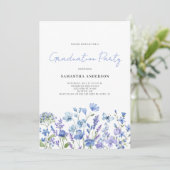 Invitation Fleur sauvage bleu Floral Graduation Party (Debout devant)