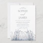 Invitation Fleur sauvage bleu hiver gelé Mariage de fleurs sa (Devant)