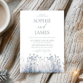 Invitation Fleur sauvage bleu hiver gelé Mariage de fleurs sa