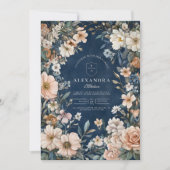 Invitation Fleur sauvage bleu marine Meadow Garden Graduation (Devant)
