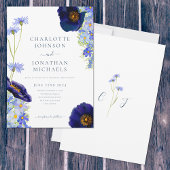 Invitation Fleur Sauvage Bleu Rustique