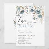 Invitation Fleur Sauvage Bleue : L'amour est en fl (Devant / Derrière)