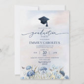 Invitation Fleur Sauvage Bleue Poussiéreuse de Remise des Dip (Dos)