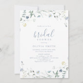 Invitation Fleur sauvage bleue poussiéreuse douche de mariée (Devant)