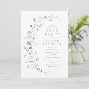 Invitation Fleur sauvage bleue poussiéreuse Rustique Bohème D