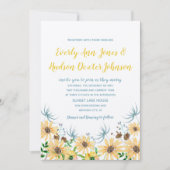 Invitation Fleur sauvage Bloom Elegance Mariage bleu jaune (Devant)