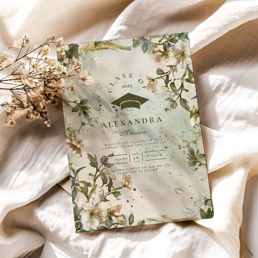 Invitation Fleur sauvage Bloom Graduation Party