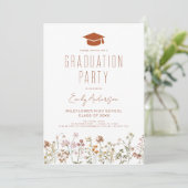 Invitation Fleur sauvage Bloom Graduation Party Boho (Debout devant)