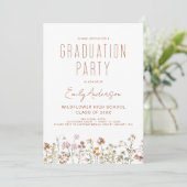 Invitation Fleur sauvage Bloom Graduation Party Boho (Debout devant)