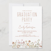 Invitation Fleur sauvage Bloom Graduation Party Boho (Devant)