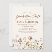 Invitation Fleur sauvage Bloom Graduation Party Boho (Devant)