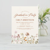 Invitation Fleur sauvage Bloom Graduation Party Boho (Debout devant)