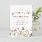 Invitation Fleur sauvage Bloom Graduation Party Boho (Debout devant)