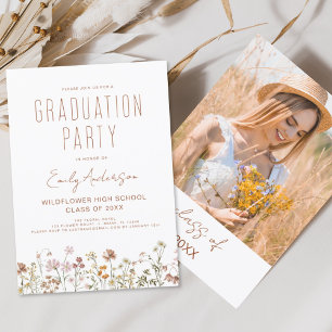 Invitation Fleur sauvage Bloom Graduation Party Boho