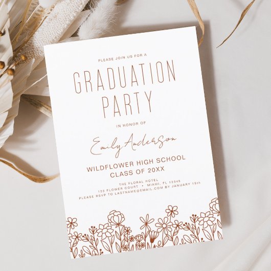 Invitation Fleur sauvage Bloom Graduation Party Boho