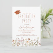 Invitation Fleur sauvage Bloom Graduation Party Boho (Debout devant)