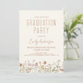 Invitation Fleur sauvage Bloom Graduation Party Boho (Debout devant)