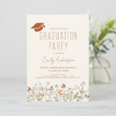 Invitation Fleur sauvage Bloom Graduation Party Boho (Debout devant)