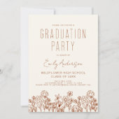Invitation Fleur sauvage Bloom Graduation Party Boho (Devant)