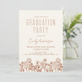 Invitation Fleur sauvage Bloom Graduation Party Boho (Debout devant)