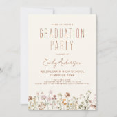Invitation Fleur sauvage Bloom Graduation Party Photo Boho (Devant)