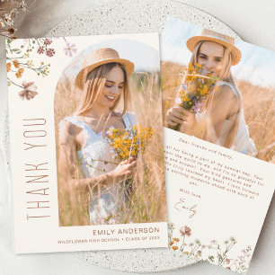 Invitation Fleur sauvage Bloom Graduation Photo Merci