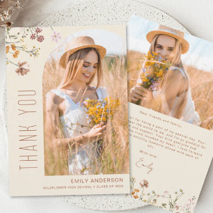 Invitation Fleur sauvage Bloom Graduation Photo Merci