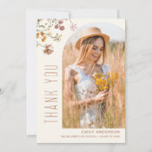 Invitation Fleur sauvage Bloom Graduation Photo Merci (Devant)