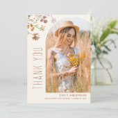 Invitation Fleur sauvage Bloom Graduation Photo Merci (Debout devant)