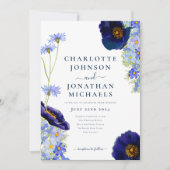 Invitation Fleur sauvage Blue Rustic Mariage site web QR Code (Devant)