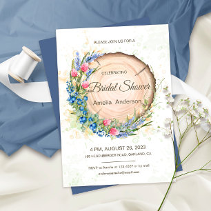 Invitation Fleur sauvage & Blueberry Fête des mariées rustiqu