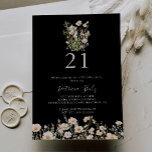 Invitation Fleur sauvage Blush classique Noir 21ème fête d'an<br><div class="desc">Cette invitation classique à la fête du 21ème anniversaire de fleur sauvage noir est parfaite pour un événement moderne. Le design présente gracieusement et élégante aquarelle à la main des fleurs sauvages blush,  rose,  multicolore soigneusement arrangés en bouquets attrayants.</div>