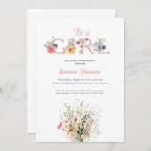 Invitation Fleur sauvage Blush Pink C'est un Baby shower fill (Devant / Derrière)