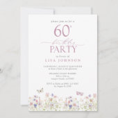 Invitation Fleur sauvage Blush rose 60e fête d'anniversaire É (Devant)