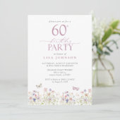 Invitation Fleur sauvage Blush rose 60e fête d'anniversaire É (Debout devant)