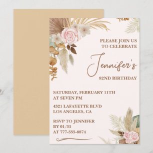 Invitation Fleur sauvage Bohème Groovy Fantaisie 82e annivers