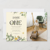 Invitation Fleur sauvage Boho 1er anniversaire fille photo (Devant)