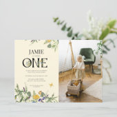 Invitation Fleur sauvage Boho 1er anniversaire fille photo (Debout devant)