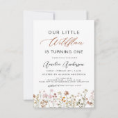 Invitation Fleur sauvage Boho 1er Jardin d'anniversaire (Devant)
