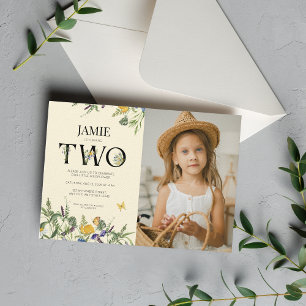 Invitation Fleur sauvage Boho 2e anniversaire fille photo